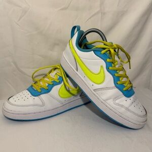 Nike Court Borough Low‎ 2 GS Shoes Size 5.5Y / Women 7 White Volt Blue